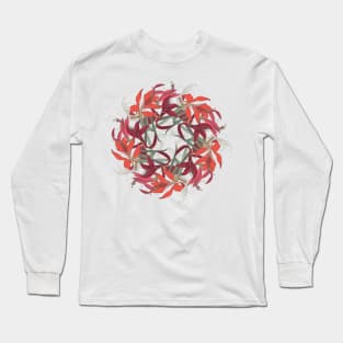 Red flowers Victoria pattern Long Sleeve T-Shirt